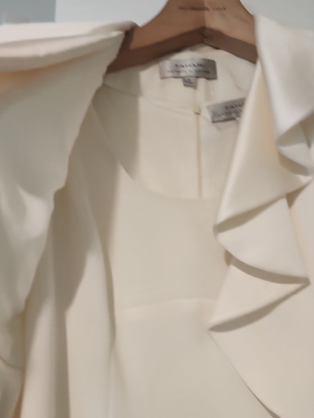 Tahari ASL Cream Ruffle-Front Midi Dress with Jacket - Picture 5 of 8